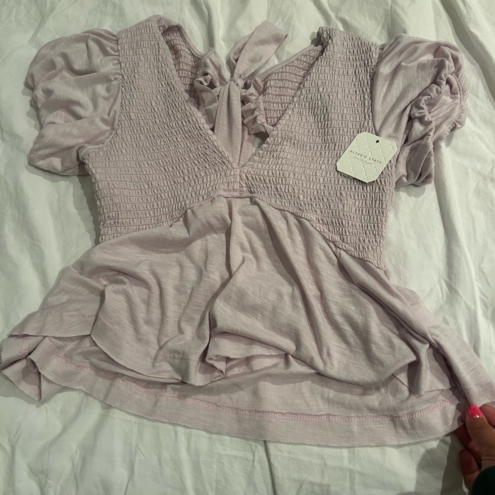 Elegant Lilac Smocked Women's Top